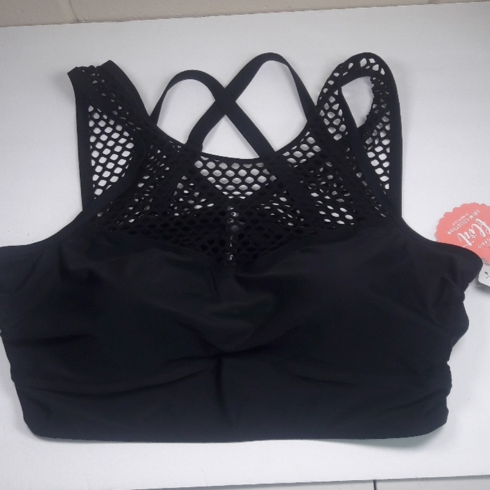 TORRID Flirt Swim Bikini Top Mesh Hi Neck Sz 3 NWT